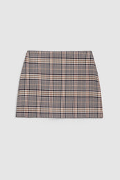 ANINE BING Tierra Skirt - Beige And Navy Checks - front view