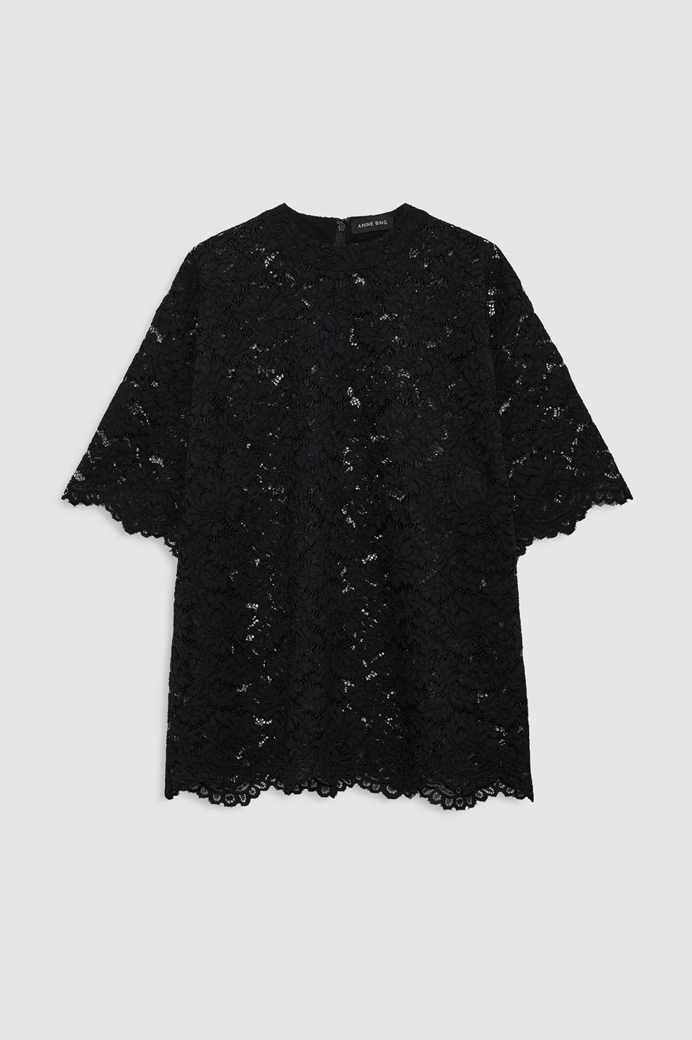 ANINE BING Zeina Top - Black Lace - front view