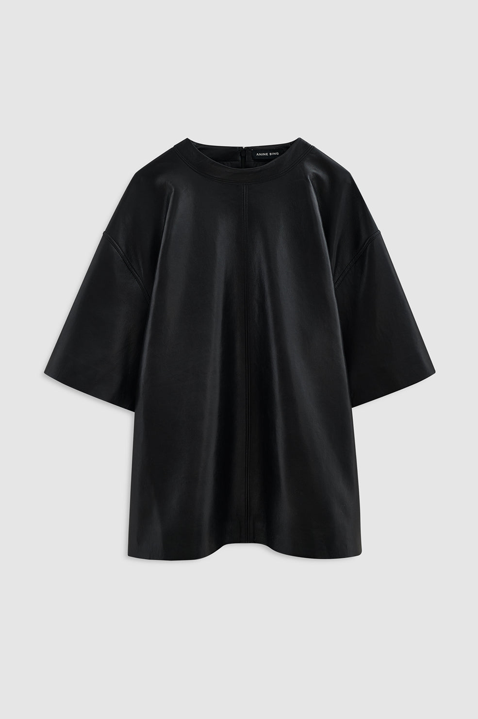 ANINE BING Zeina Top - Black Recycled Leather - front view