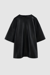 ANINE BING Zeina Top - Black Recycled Leather - front view