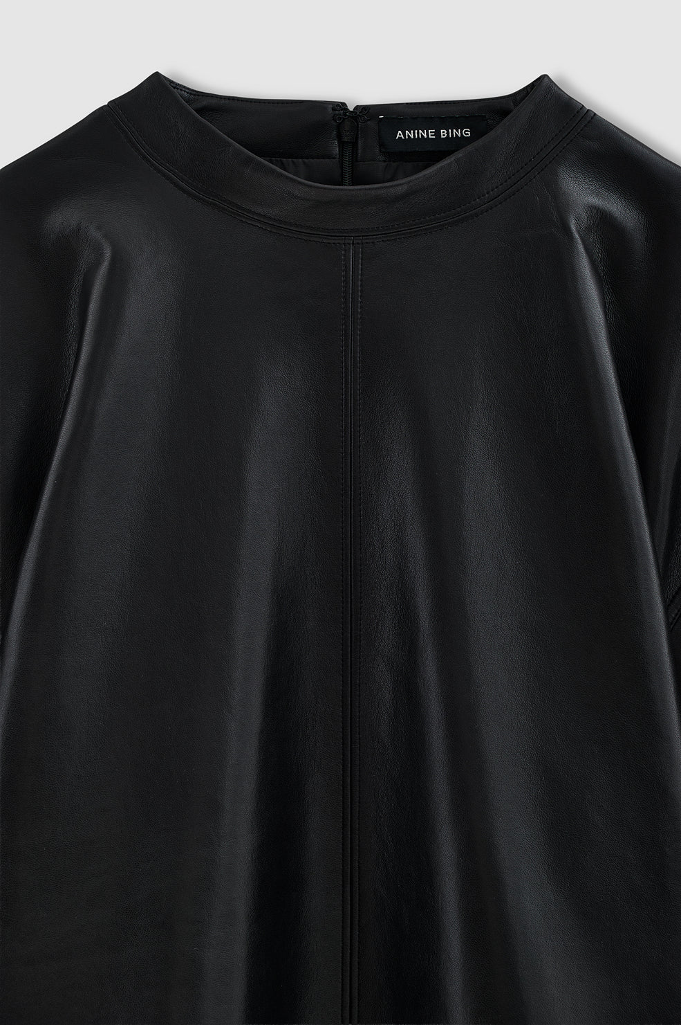 ANINE BING Zeina Top - Black Recycled Leather - back view