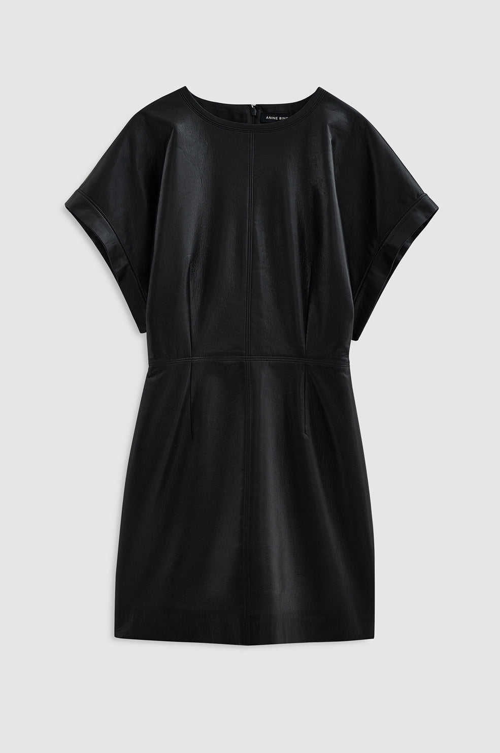 ANINE BING Zelie Dress - Black Recycled Leather - front view