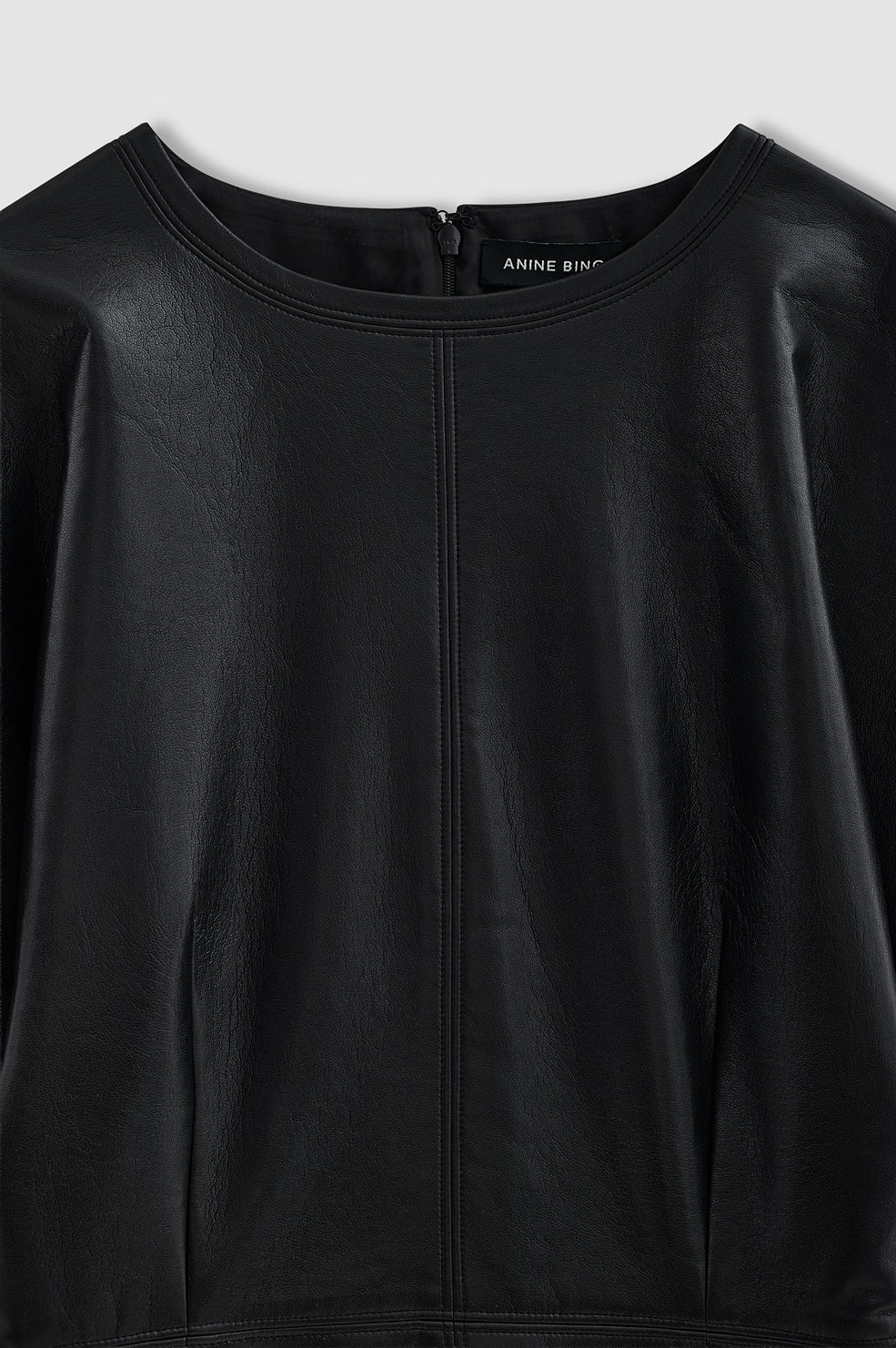 ANINE BING Zelie Dress - Black Recycled Leather - detail view