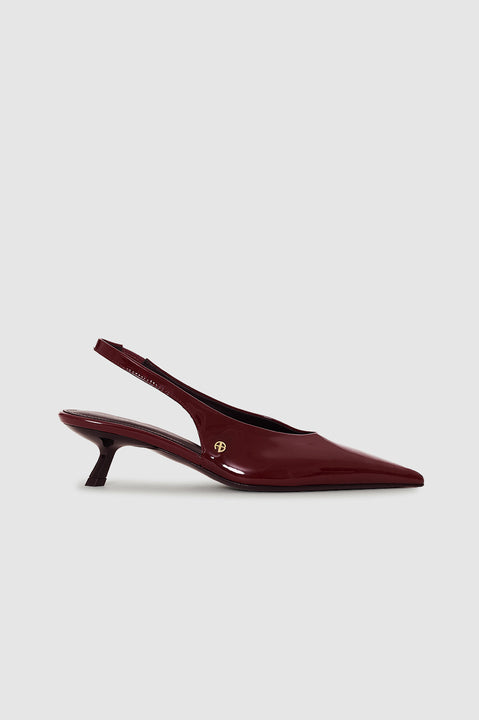ANINE BING Hilda Slingback Pumps - Burgundy - side view