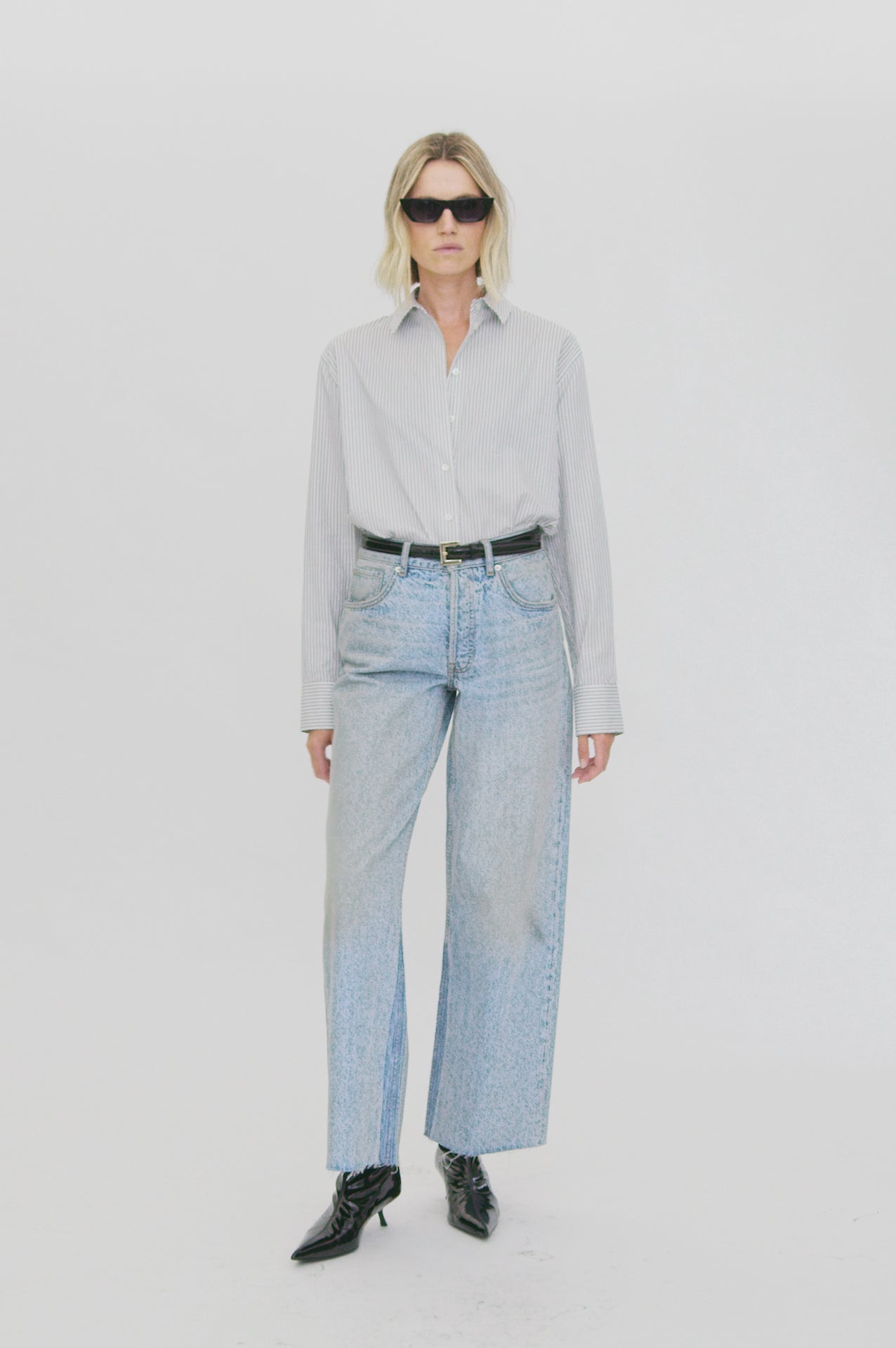 ANINE BING Essie Shirt - White And Navy Stripe - On Model Video 