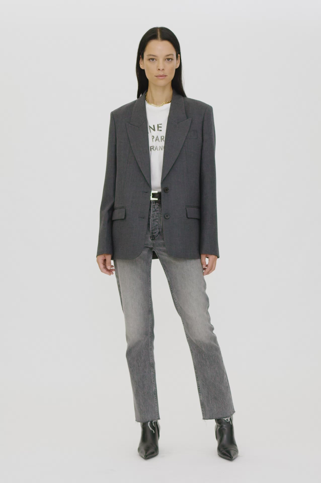 ANINE BING Cohen Tee Paris Stencil - Ivory - on model video 