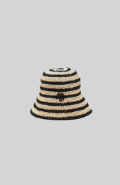 ANINE BING Cami Bucket Hat - Black And Natural Stripe - 360 View Video