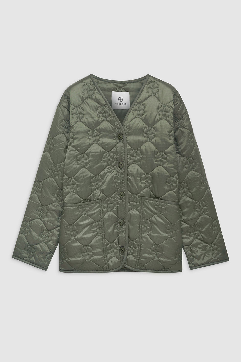 ANINE BING Andy Bomber Monogram - Olive - Front View