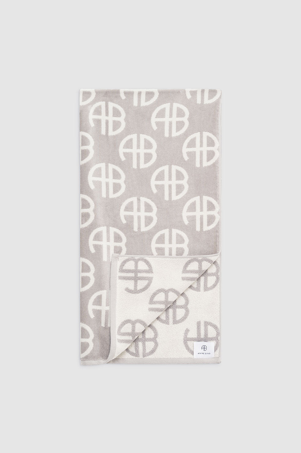ANINE BING Bahia Towel - Lavender Monogram Print - Folded View