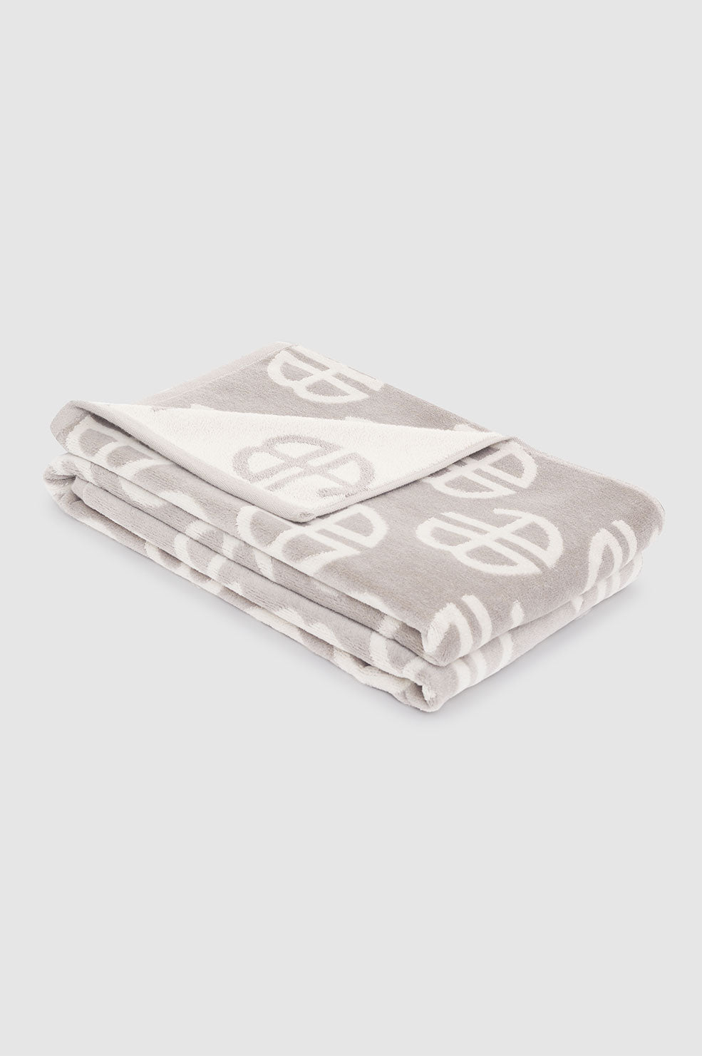 ANINE BING Bahia Towel - Lavender Monogram Print - Folded Detail View
