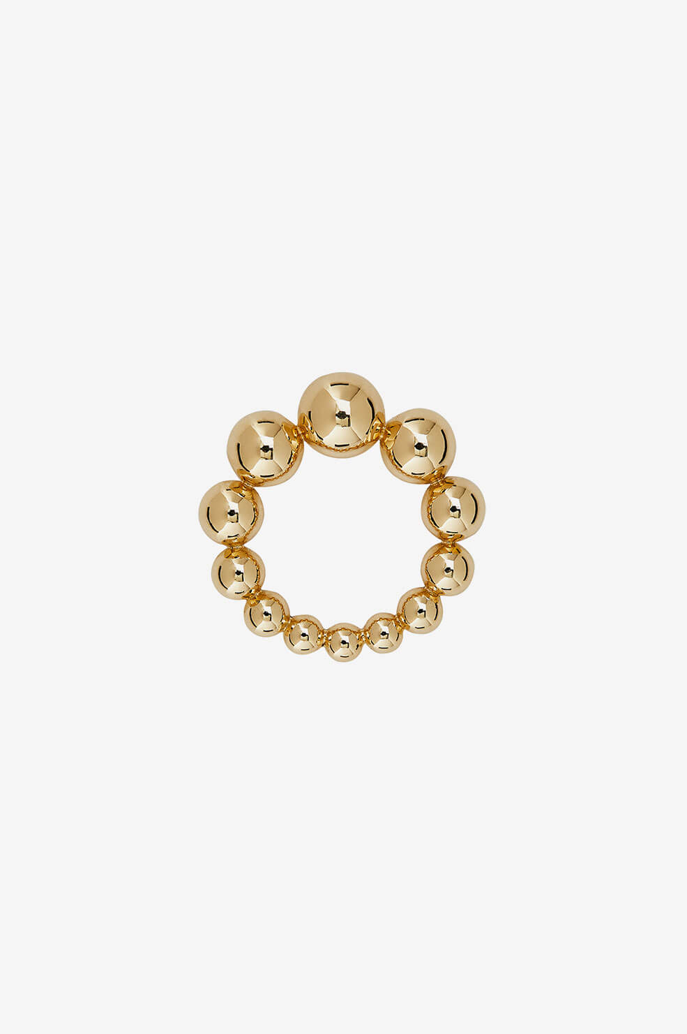 14k gold ring featuring a series of spherical beads arranged in a circular pattern.