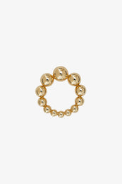 14k gold ring featuring a series of spherical beads arranged in a circular pattern.