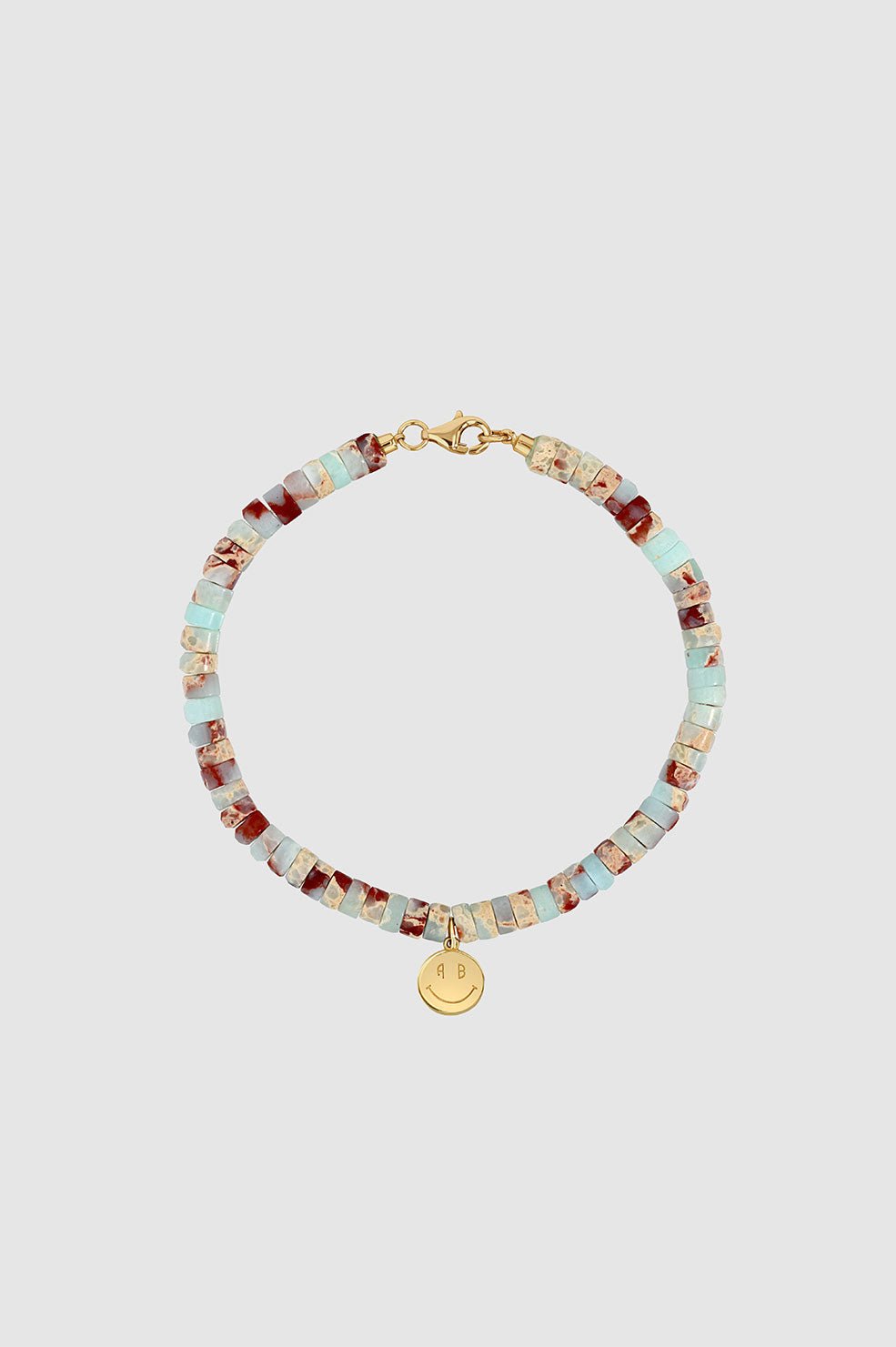 ANINE BING Bead Bracelet With Smile Charm - Gold - Front View