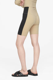 ANINE BING Blake Biker Short - Tan And Black