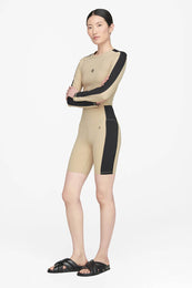 ANINE BING Blake Biker Short - Tan And Black