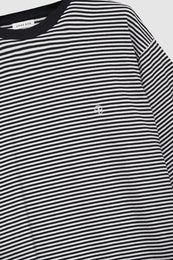 ANINE BING Bo Tee - Black And White Stripe - Detail View