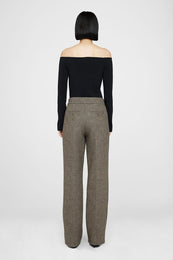 ANINE BING Brice Trouser - Black And Tan Herringbone - On Model Back