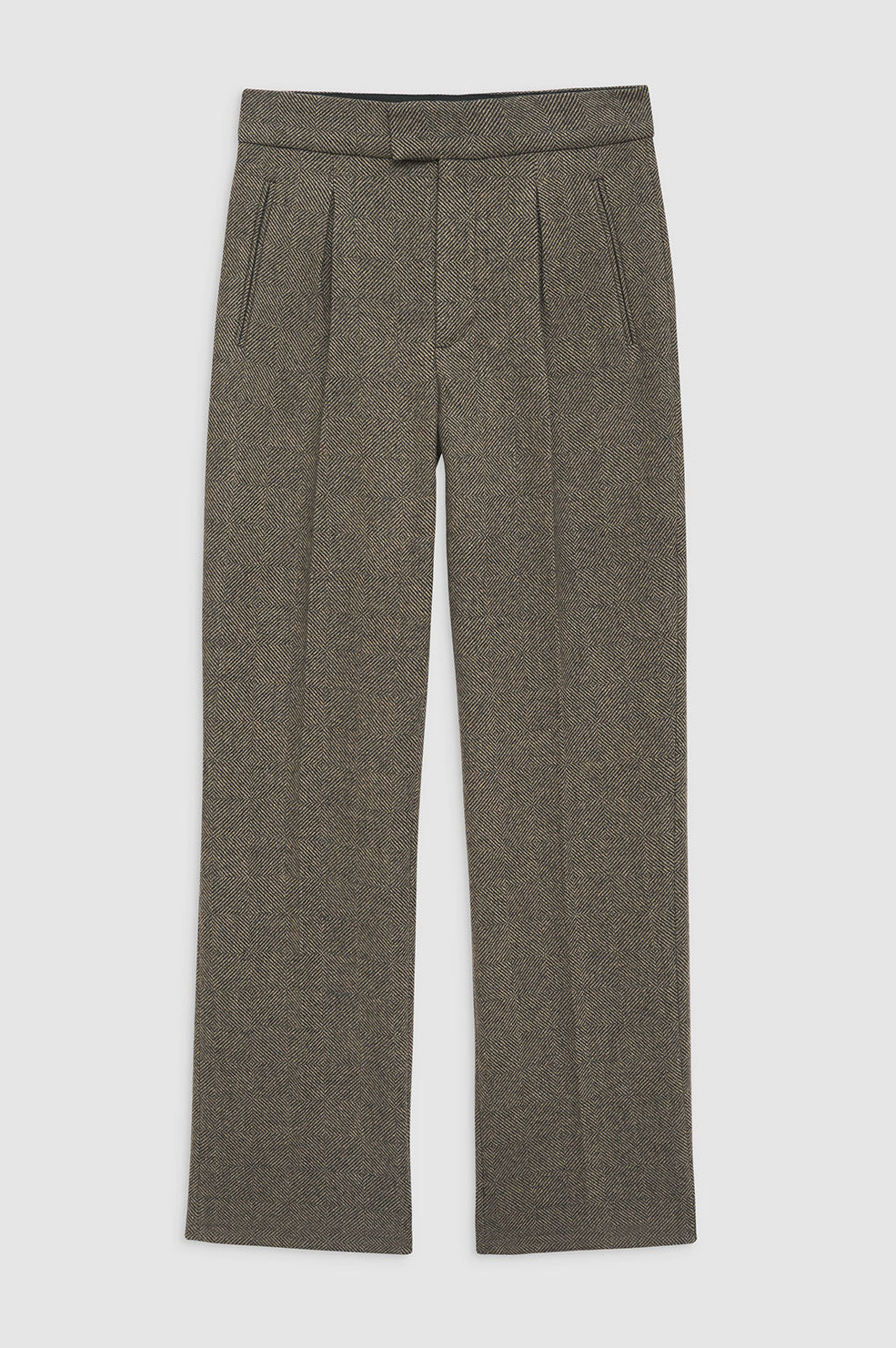 ANINE BING Brice Trouser - Black And Tan Herringbone - Front View