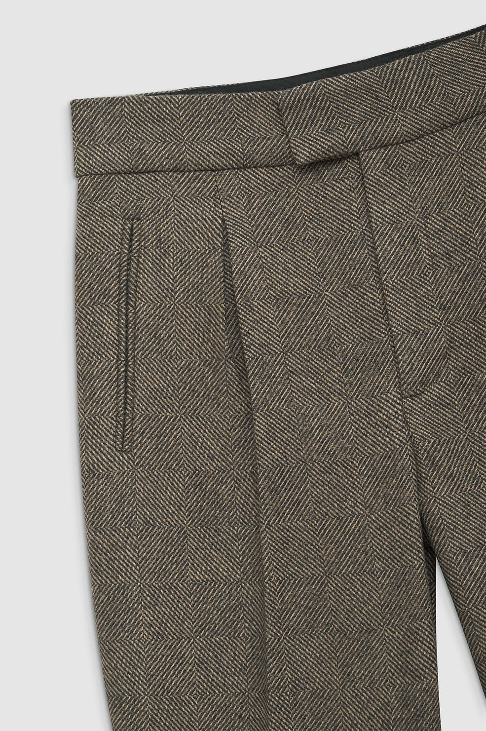 ANINE BING Brice Trouser - Black And Tan Herringbone - Detail View