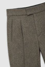 ANINE BING Brice Trouser - Black And Tan Herringbone - Detail View