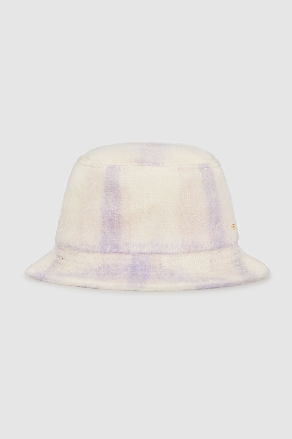 ANINE BING Cami Bucket Hat - Lavender And Cream Check - Front View