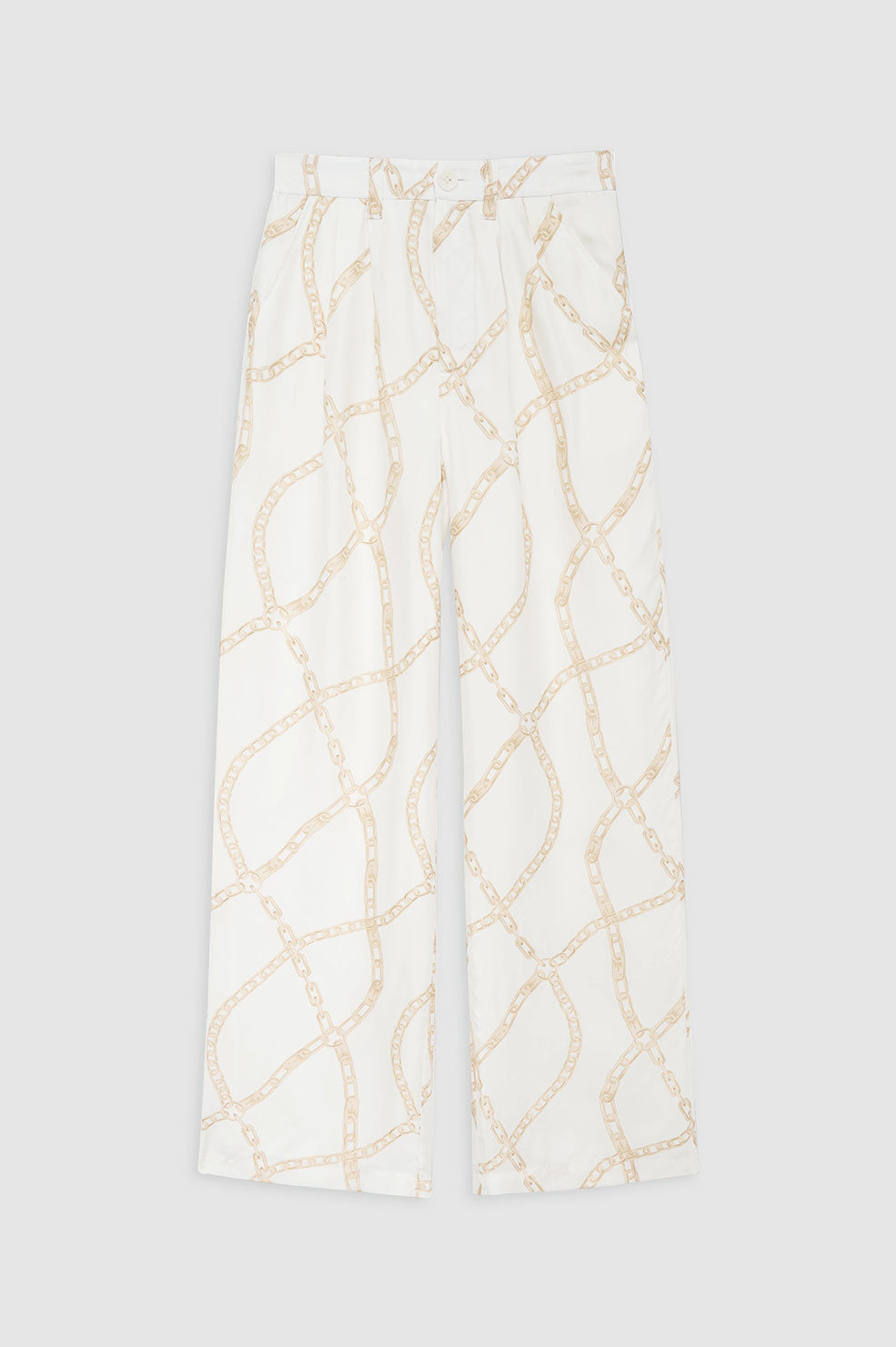ANINE BING Carrie Pant - Cream And Tan Link Print - Front View