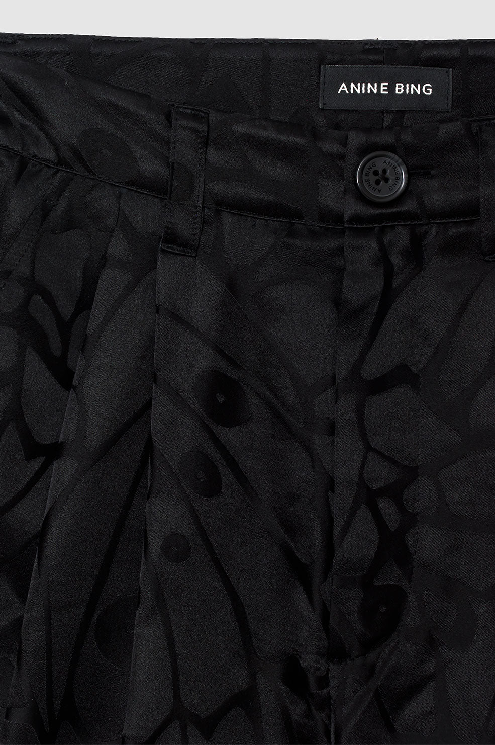 ANINE BING Carrie Short - Black Butterfly Jacquard - Detail View