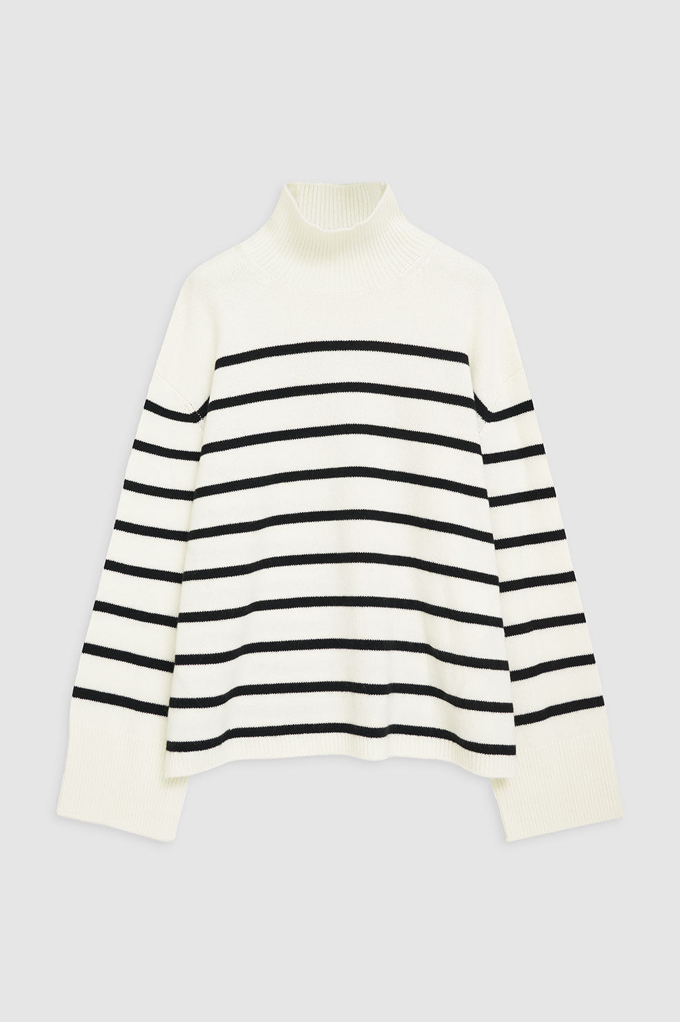 ANINE BING Courtney Sweater - Ivory And Black Stripe - Front View