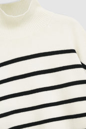 ANINE BING Courtney Sweater - Ivory And Black Stripe - Detail View