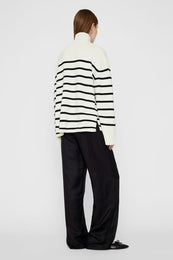 ANINE BING Courtney Sweater - Ivory And Black Stripe - On Model Back