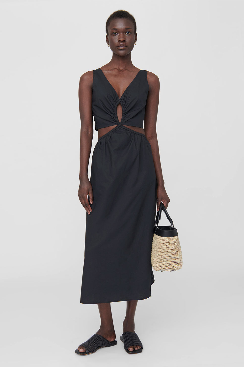 ANINE BING Dione Dress - Black - On Model Front