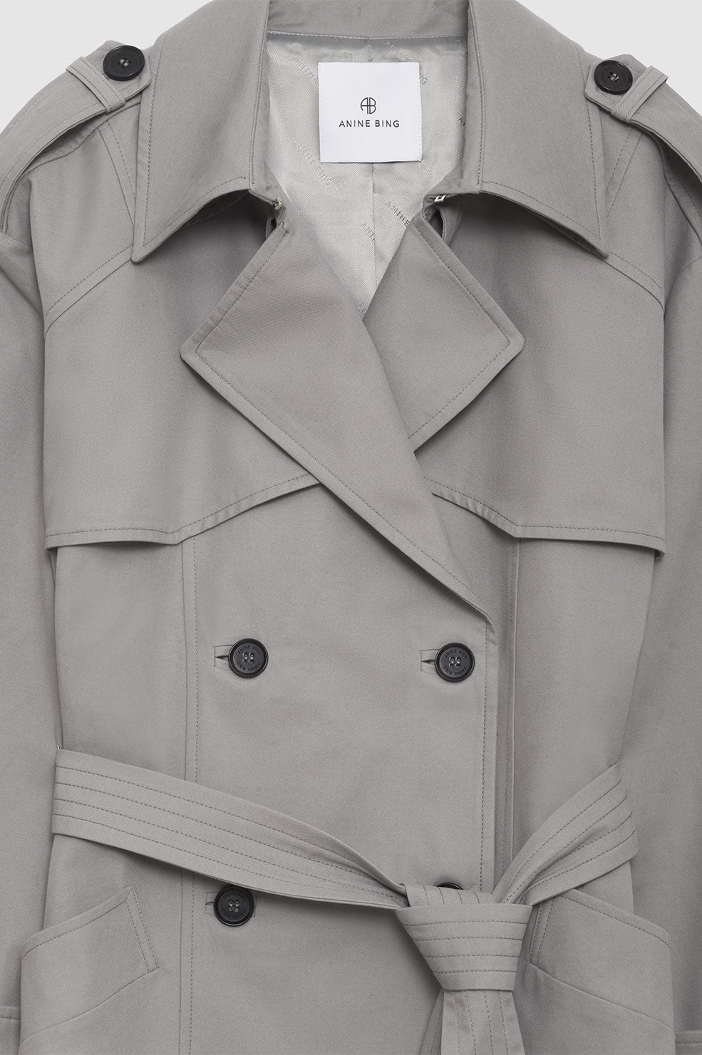 ANINE BING Finley Trench - Grey - Detail View