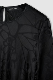 ANINE BING Freja Dress - Black Butterfly Jacquard - Detail View