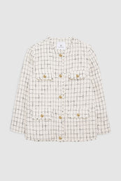 ANINE BING Janet Jacket - White Plaid - Front View
