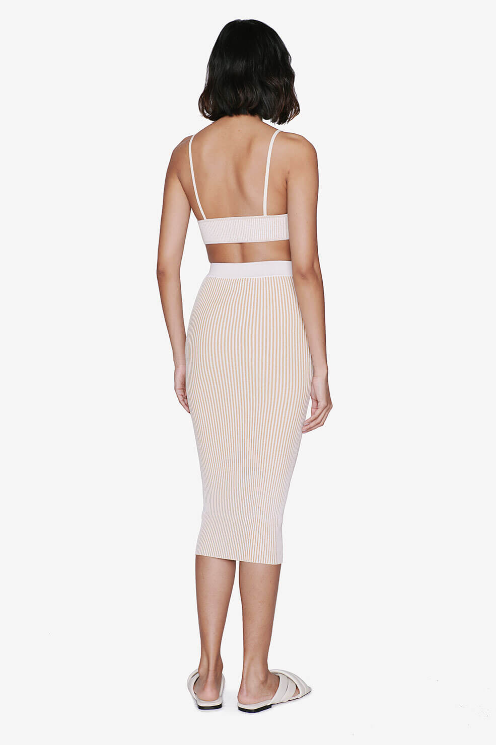 ANINE BING Julian Skirt - Ivory And Camel