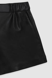 ANINE BING Koa Short - Black Vegan Leather - Detail View
