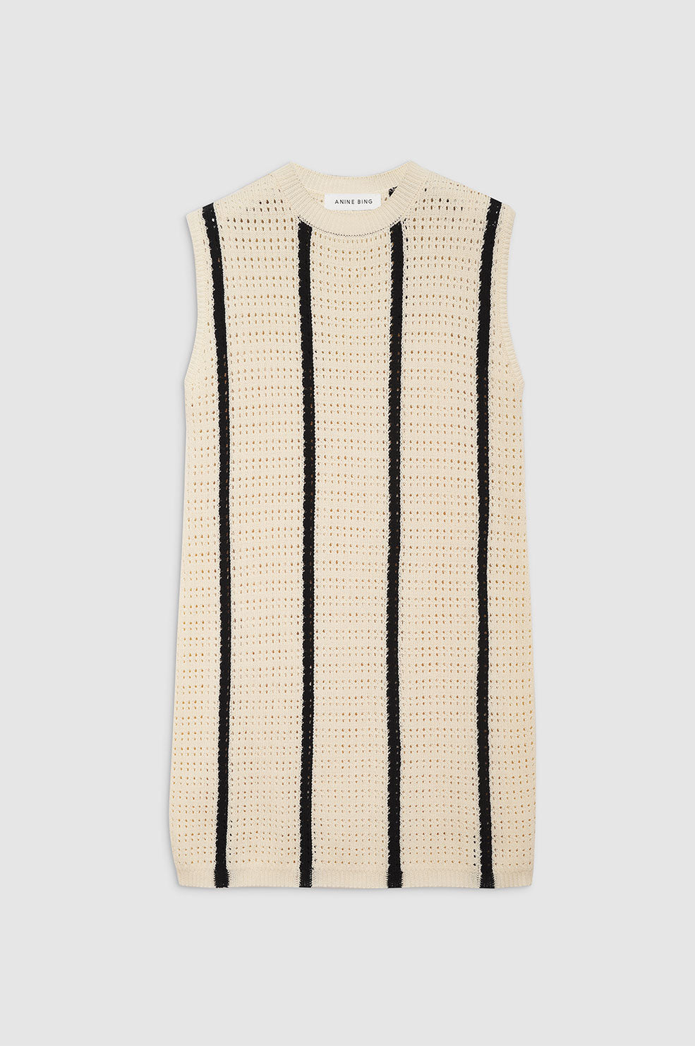 ANINE BING Lanie Dress - Ivory And Black Stripe - Front View