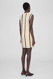 ANINE BING Lanie Dress - Ivory And Black Stripe - On Model Back
