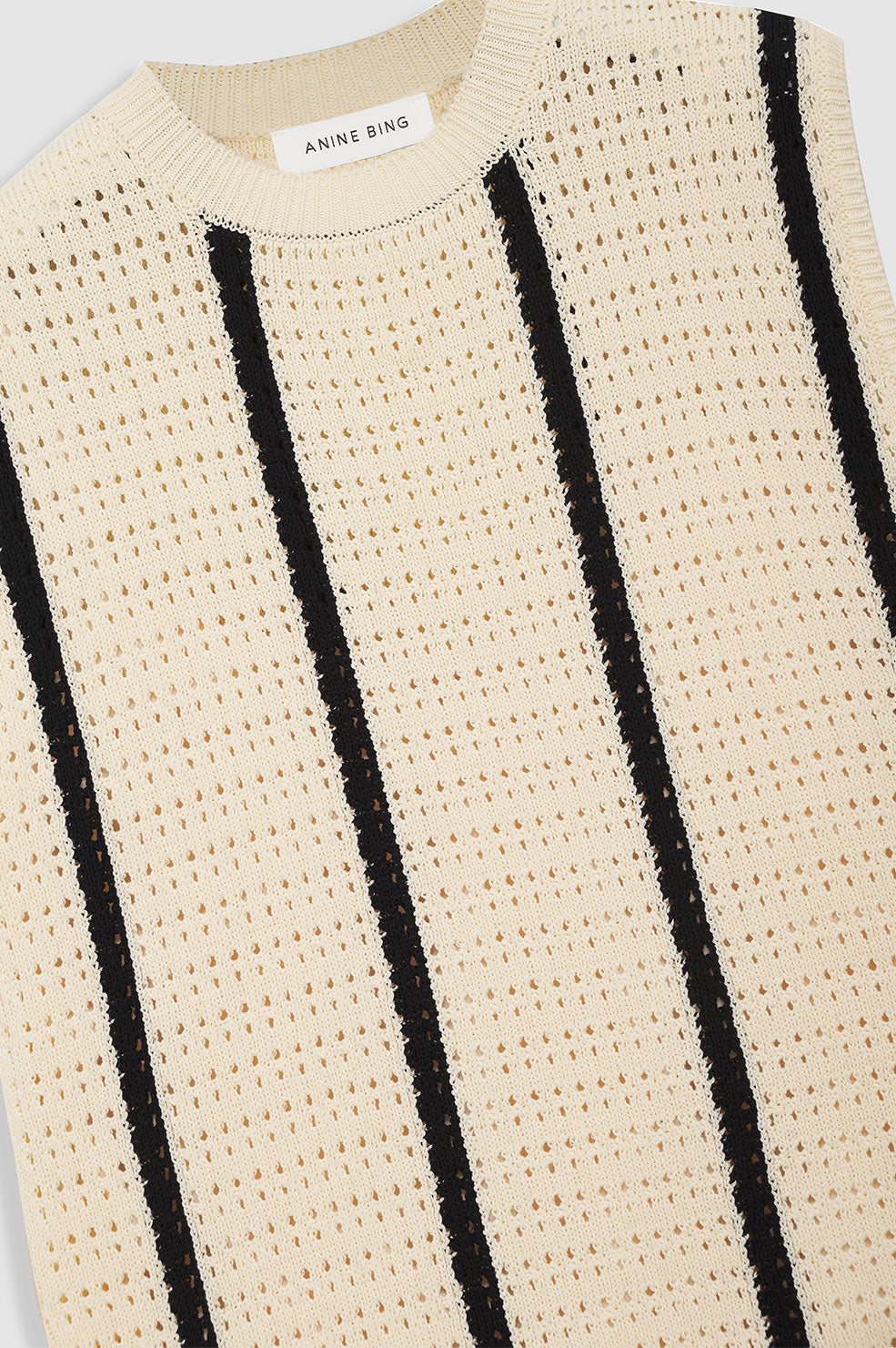 ANINE BING Lanie Dress - Ivory And Black Stripe - Detail View