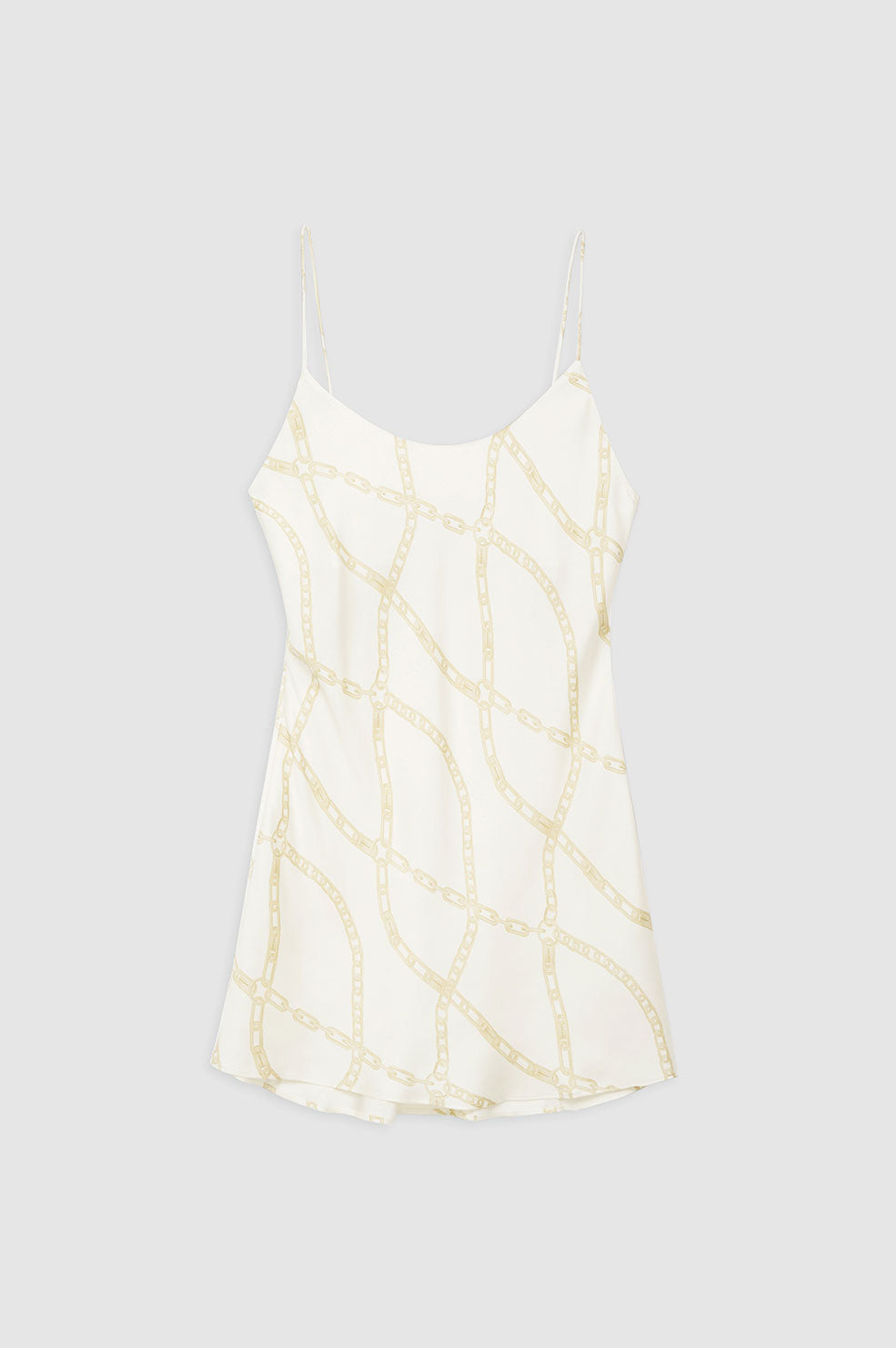 ANINE BING Lisette Slip Dress - Cream And Tan Link Print - Front View
