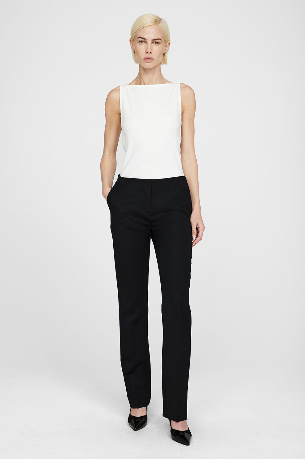 ANINE BING Lula Pant - Black - On Model Front