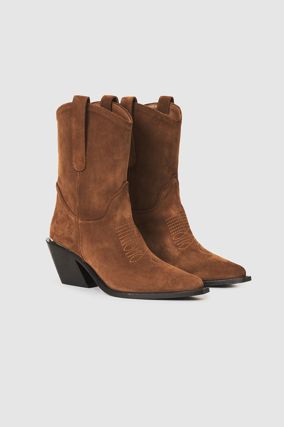 ANINE BING Mid Tania Boots - Toffee Suede - Side Pair View