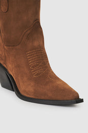 ANINE BING Mid Tania Boots - Toffee Suede - Detail View