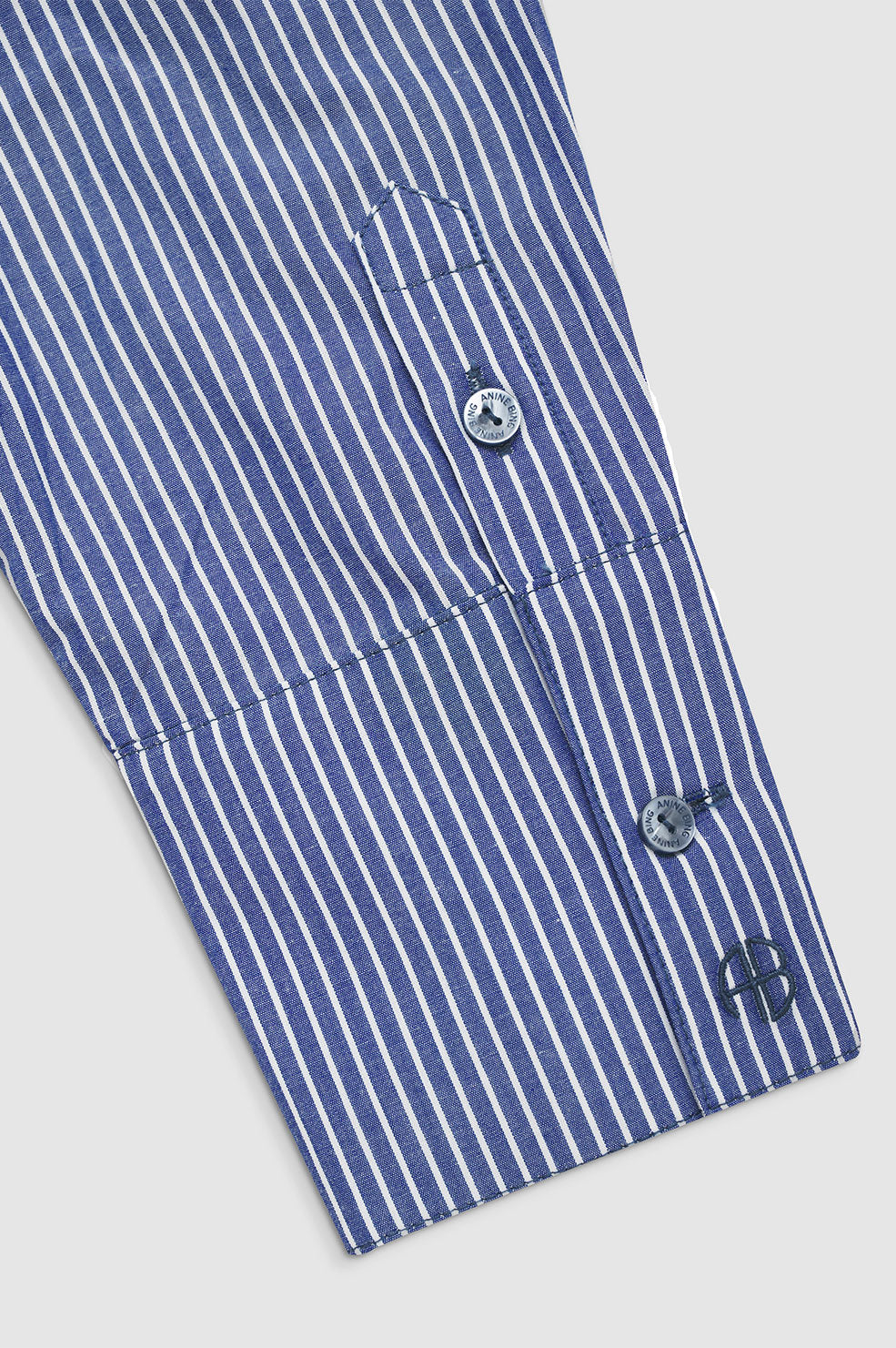 ANINE BING Mika Shirt - Blue And White Stripe - Second Detail View
