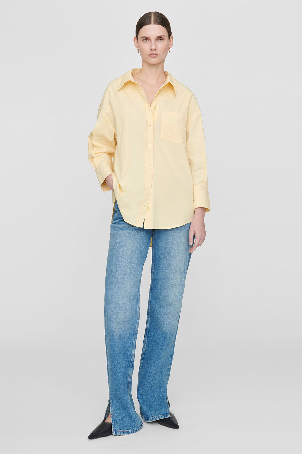 ANINE BING Mika Shirt - Yellow - On Model Front