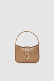 ANINE BING Mini Cleo Bag - Camel Embossed - Front View