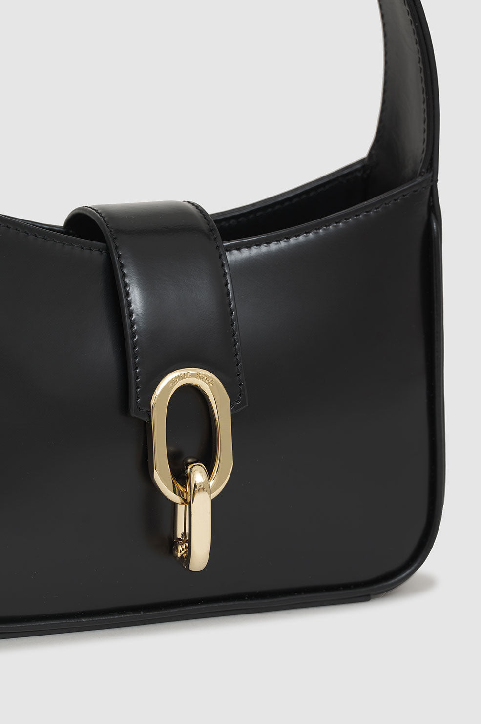 ANINE BING Mini Cleo Bag - High-Shine Black - Detail View
