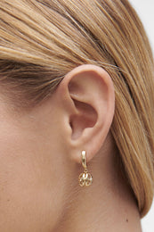 Mini Monogram Ball Drop Earrings - Gold