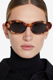 ANINE BING Ojai Sunglasses - Light Tortoise - On Model Front