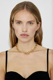ANINE BING Oval Link Necklace - Gold - On Model View